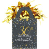 30th Birthday Party Balloon Weights, Black and Gold Decorations (6 oz, 6 Pack)