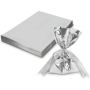 Metallic Silver Gift Bags for Party Favors (6 x 8 Inches, 100 Pack)