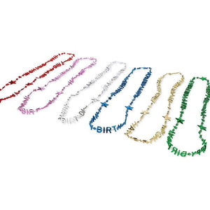 Happy Birthday Bead Necklace, Rainbow Party Favors (24 Pack)