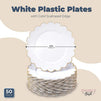 White Plastic Plates with Gold Scalloped Edge (9 Inches, 50 Pack)