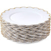 White Plastic Plates with Gold Scalloped Edge (9 Inches, 50 Pack)