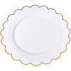 White Plastic Plates with Gold Scalloped Edge (9 Inches, 50 Pack)