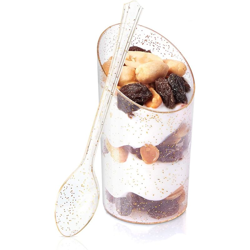 Gold Glitter Mini Dessert Cups with Spoons for Parties, Serves 60 (7.5 –  Sparkle and Bash