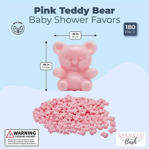 Pink Gender Reveal Party Favors, Mini Teddy Bears (0.35 x 0.65 x 0.3 in, 180 Pack)