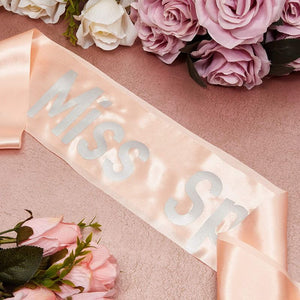 Shell Pink Satin Sashes for Pageants, Bachelorette Party, Prom (4 x 33 in, 24 Pack)