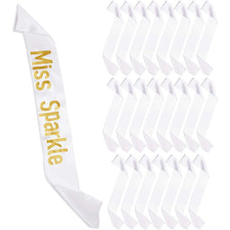 White Satin Sashes for Pageants, Bachelorette Party, Prom (4 x 33 in, 24 Pack)