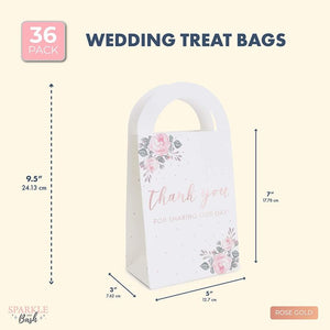 Thank You for Sharing Our Day Wedding Treat Bags with Handles, Rose Gold Foil (5 x 9.5 x 3 Inches, 36 Pack)