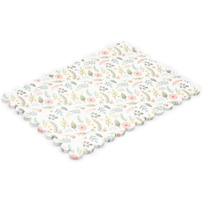 Sparkle and Bash Paper Placemats for Table, Floral Placemats (14 x 10 in, 50 Pack)