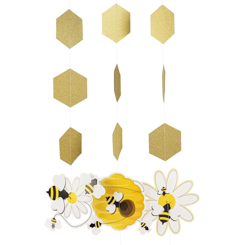 Bumble Bee Baby Shower Hanging Decorations (Yellow, Gold, 90 Inches, 1 –  Sparkle and Bash