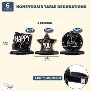 70th Birthday Party Honeycomb Centerpiece Decoration (12 x 11 In, 6 Pack)