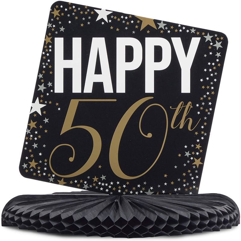 50th Birthday Party Honeycomb Centerpiece Decorations (12 x 11 In, 6 Pack)