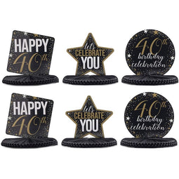 40th Birthday Party Honeycomb Centerpiece Decoration (12 x 11 In, 6 Pack)