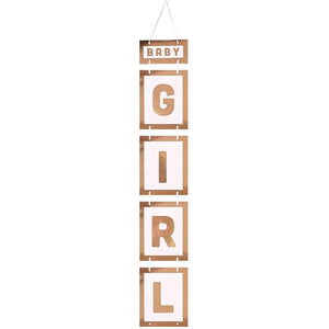 Girl Baby Shower Decorations, Gold Foil Signs (7.8 x 9.75 in, 4 Pack)