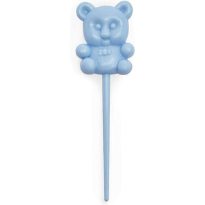 Blue Teddy Bear Cupcake Toppers, Baby Shower Decorations (0.85 x 3 In, 100 Pack)