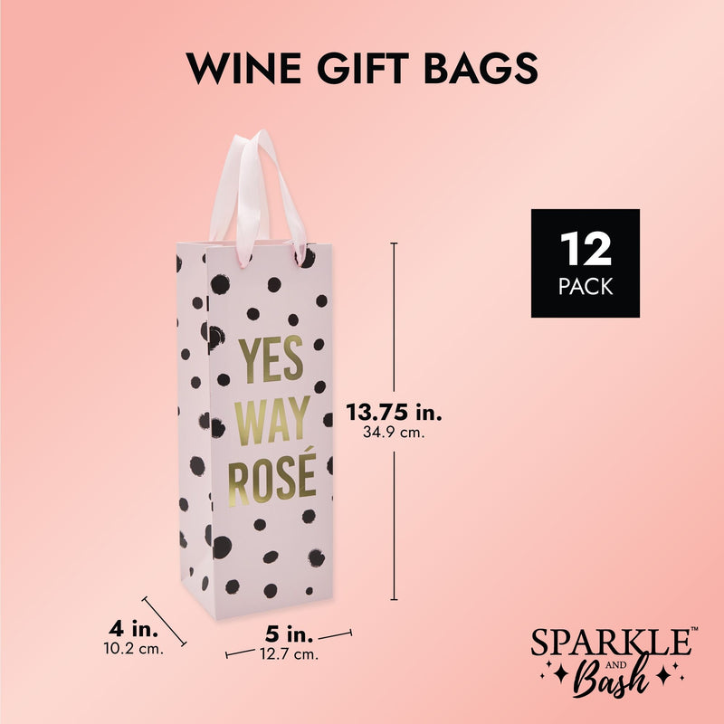 Wine Bottle Gift Bags for Bachelorette, Wedding, Birthday Party, 4 Designs (12 Pack)