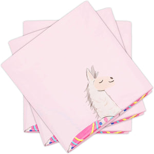 Pink Plastic Tablecloth for Llama Birthday Party (54 x 108 in, 3 Pack)