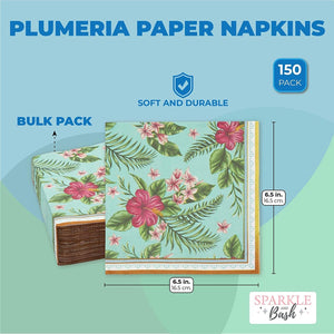 Plumeria Paper Napkins (6.5 x 6.5 In, 150 Pack)
