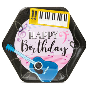 48 Pack Hexagon Music Notes Party Plates for Music Themed Party Decorations (8 x 9 In)
