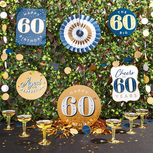 60th Birthday Decorations, Includes Table Centerpieces, Wall Sign, Ceiling Decorations and Confetti String (12 Pieces)