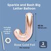 Sparkle and Bash Big Letter J Balloons, Rose Gold Foil (2 Pack) 40 Inches