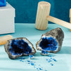 Color Geode with Blue Crystals, Break Your Own Geodes for Kids, Gender Reveal Decor (2 lb)