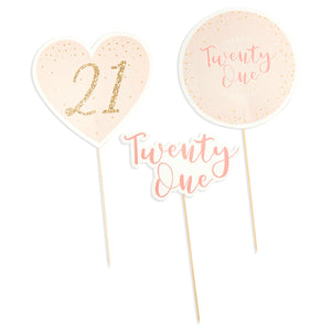 Happy 21st Birthday Decorations Party Centerpieces, Pink Stick Table Toppers, 6 Designs (30 Pieces)
