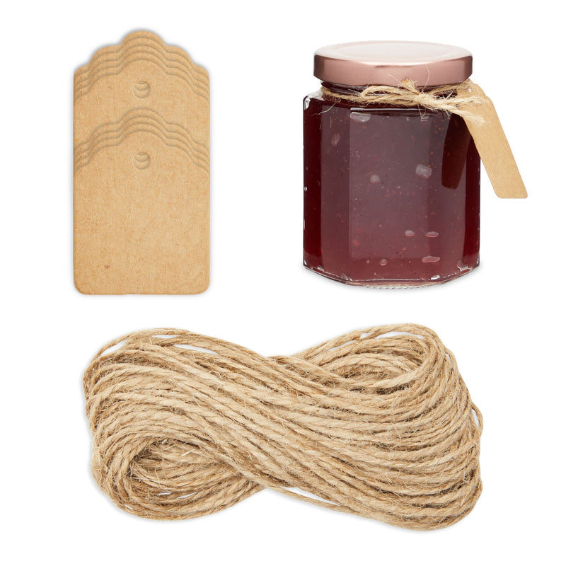 24 Pack 6oz Mason Glass Jars with Lids, Hang Tags, Jute String, Labels for Homemade Honey, Jam and Jelly