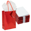 20-Pack Small Metallic Gift Bags with Handles, 5.5x2.5x7.9-Inch Paper Bags with Foil Coating, White Tissue Paper Sheets, and Tags for Small Business (Red)