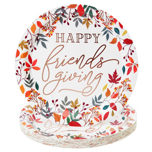 Happy Friendsgiving Paper Plates and Napkins, Thanksgiving Party Supplies Decorations (72 Pieces, Serves)