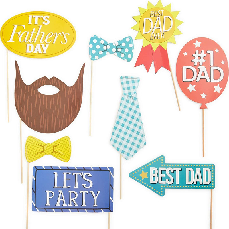 30 Pieces Father's Day Themed Funny Photo Booth Props, Pre-Assembled Picture Cutout Accessories