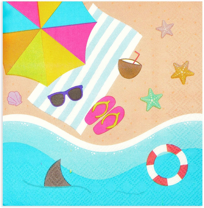 Summer Travel Cocktail Napkins for Tropical Luau Party (5 x 5 In, 100 Pack)