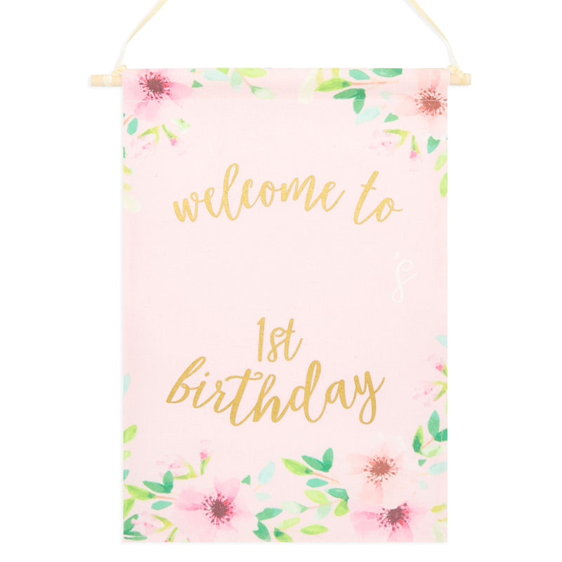 Custom 1st Birthday Backdrop for Girls First Birthday Party Photo Backdrop (10 x 11.75, Pink)