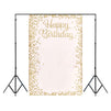 Pink and Gold Happy Birthday Photo Booth Custom Backdrop for Women (5 x 7 Feet)