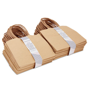 50 Pack Small Kraft Paper Gift Bags with Handles, Brown Shopping Bag Bulk for Birthday & Wedding Party Favor, 6 x 5 x 2.5 in
