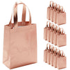 20-Pack Reusable Grocery Bags - Gift Bags with Handles For Bridesmaid Bachelorette Birthday, Non-Woven Shopping Bag (Rose Gold, 10x4x8 In)