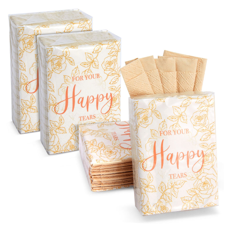 60 Count Bulk Wedding Tissues Packs for Guests, For Your Happy Tears, Individual Pocket Size Facial Tissues, 10 Sheets Each for Funerals or Graduation Party Favors (2.9 x 2 In)