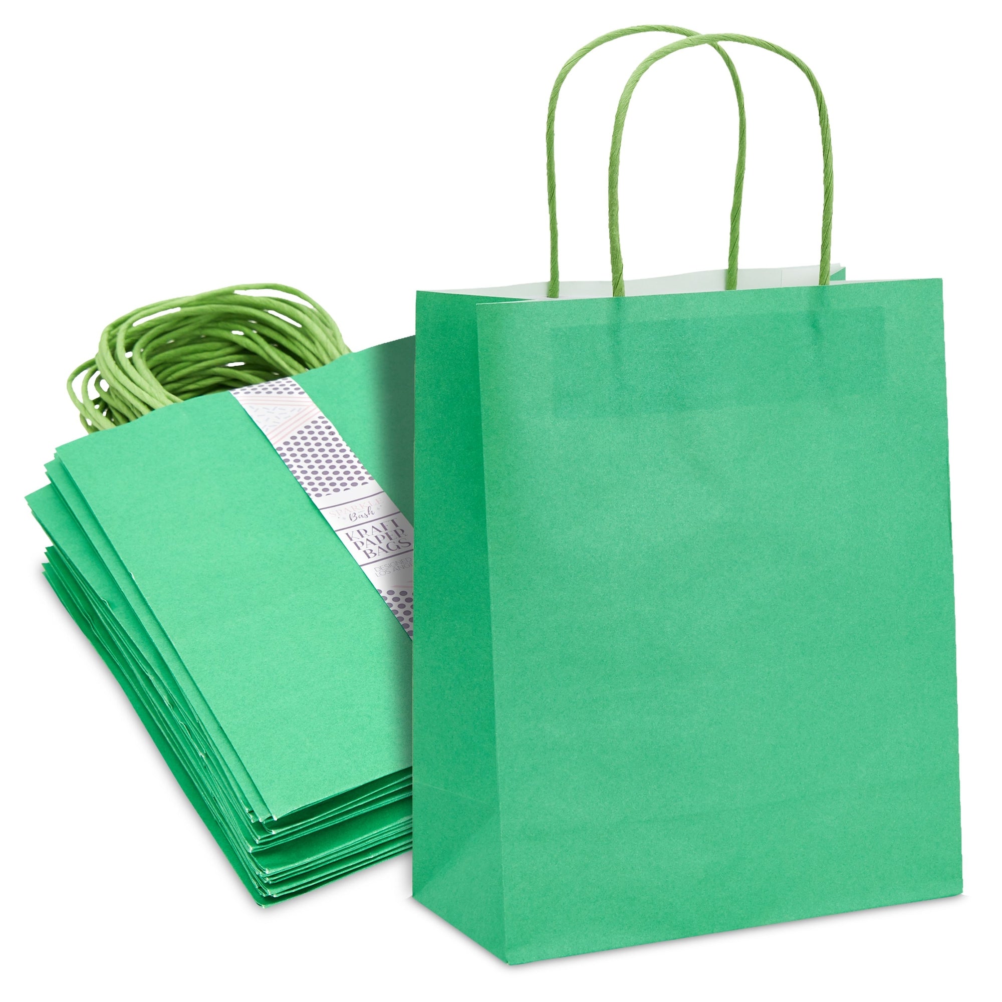 50 Pack Medium Green Gift Bags With Handles Bulk Set For Birthday Par 50-pack-medium-green-gift-bags-with-handles-bulk-set-for-birthday-par