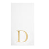 Gold Foil Initial Letter D White Monogram Paper Napkins (4 x 8 In, 100 Pack)