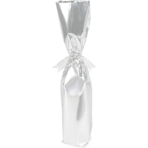 Silver Foil Wine Bottle Gift Bags, Metallic Wraps (6.25 x 17.5 in, 100 Pack)