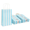 Light Blue Striped Party Favor Gift Bags with Handles for Boys Baby Showers (50 Pack)
