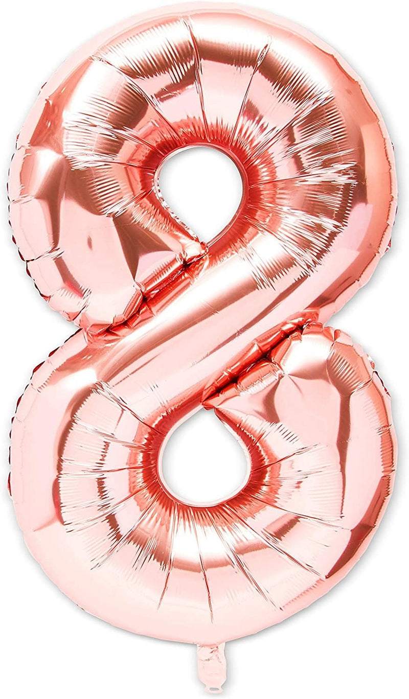 Rose Gold Foil Number 8 Party Balloons (40 in, 2 Pack)