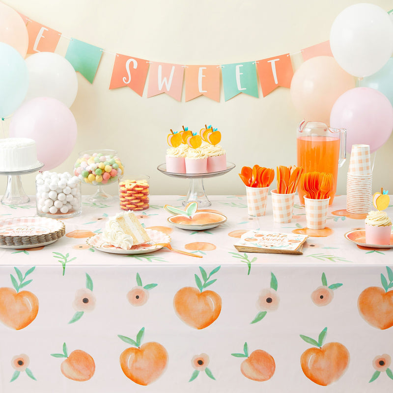 3 Pack Sweet Peach Tablecloths, 54x108 Inch Table Covers for Birthday and Baby Shower Party Supplies