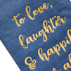 100-Pack Navy Blue Napkins for Wedding Reception with "To Love, Laughter & Happily Ever After" in Gold Script (3-Ply 4x8 in)