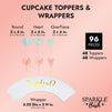 48 Pack Girl or Boy Cupcake Wrappers and 48 Toppers, Gender Reveal Party Supplies