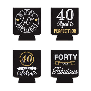 Can Cooler Sleeves for 40th Birthday Party, Cheers to 40 Years (12 Pack)