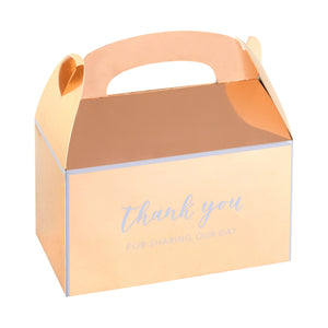 24-Pack 6.3x3.5x3.5-Inch Rose Gold Party Favor Gable Boxes, Thank You Gift Boxes for Birthday, Wedding, and Baby Shower Celebrations