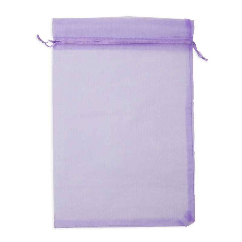 Purple Organza Bags with Drawstring, 8x12 Pouch for Gifts, Party Favors (100 Pack)