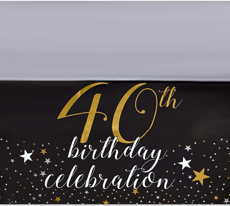 Black Plastic Tablecloth for Party, 40th Birthday Celebration (54 x 108 in, 3 Pack)