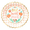 48 Pack One Sweet Peach Paper Plates for Birthday and Baby Shower Party Supplies (9 in)