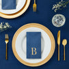 100 Pack Navy Blue Monogrammed Napkins with Letter B, Gold Foil Initial for Wedding Reception, Engagement Party (4x8 Inches)